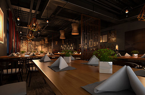 北碚简约大气中式风格餐厅设计装修效果图