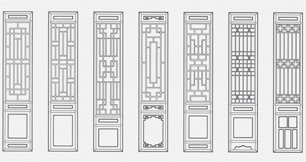 北碚常用中式仿古花窗图案隔断设计图