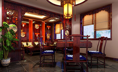 北碚古典中式风格茶楼包间设计装修效果图