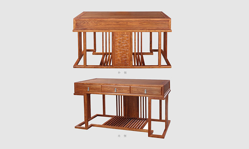 北碚 别墅中式家居书房装修实木书桌效果图